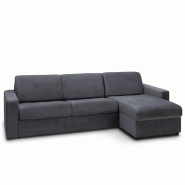 CANAPÉ D'ANGLE CONVERTIBLE NIGHT EDITION VELOURS EXPRESS COUCHAGE 140 CM GRIS ANTHRACITE