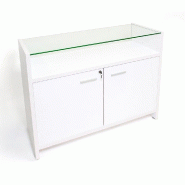 Comptoir caisse vitrine L120xP50xH90cm Flexia - blanc