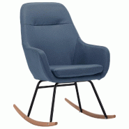 Décoshop26 - Fauteuil à bascule d'allaitement rembourré relax pour salon en tissu bleu DEC028897 - bleu 3000257110269