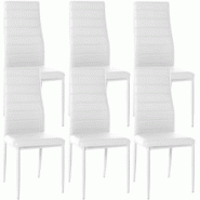 Décoshop26 - Lot de 6 chaises de salle à manger design simple en synthétique blanc avec couture cadre en métal noir CDS10297 - blanc 3002483232692 Décoshop26 - Lot de 6 chaises de salle à manger design simple en synthétique blanc avec couture cadre en métal noir CDS10297 - blanc 3002483232692