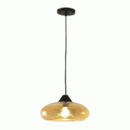 Fabas Luce Suspension Ela 27 cm en métal et verre soufflé ambré, douille E27, design moderne et élégant pour l'éclairage intérieur - orange 801 Fabas Luce Suspension Ela 27 cm en métal et verre soufflé ambré, douille E27, design moderne et élégant pour l'éclairage intérieur - orange 801