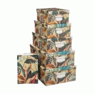 FIVE Lot de 6 Boîtes de rangement avec poignées et coins en métal déco Palawan - multicolore 3560235597326 FIVE Lot de 6 Boîtes de rangement avec poignées et coins en métal déco Palawan - multicolore 3560235597326