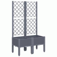 Helloshop26 - Jardinière bac lit surélevé plantes fleurs terrasse jardin avec treillis 80 x 40 x 142 cm PP gris 02_0038310 - 3000214166643 Helloshop26 - Jardinière bac lit surélevé plantes fleurs terrasse jardin avec treillis 80 x 40 x 142 cm PP gris 02_0038310 - 3000214166643