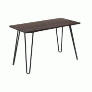 Kosmi Table Industry 120 x 60 cm en métal noir mat et plateau en bois foncé - Pieds épingles - noir métal 3760301697763
