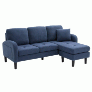 Merax canapé d'angle en L 166 cm avec méridienne flexible, 3 places, velours côtelé, module compact, bleu - bleu multi-matériau ZR5345B