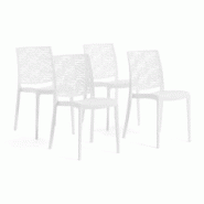 RATTATAN Set 4 Chaises en polypropylène avec fibre de verre empilables pour extérieur et jardin, bar et restaurant, cuisine design moderne - MALIKA RATTATAN Set 4 Chaises en polypropylène avec fibre de verre empilables pour extérieur et jardin, bar et restaurant, cuisine design moderne - MALIKA