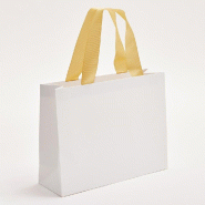 Sac luxe blanc mat poignées ruban or 36x12x28cm - par 12