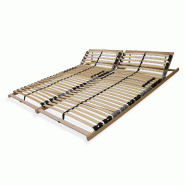 Sleepneo Sommier à lattes 180x190 cm avec têtière réglable, 7 zones, 28 lattes, bois de hêtre, fabriqué en Allemagne, jusqu'à 150 kg - marron L