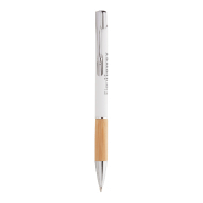 Stylo bille en aluminium - Grip en bambou - Finition caoutchoutée - Encre bleue - Gravure laser effet miroir Stylo bille en aluminium - Grip en bambou - Finition caoutchoutée - Encre bleue - Gravure laser effet miroir