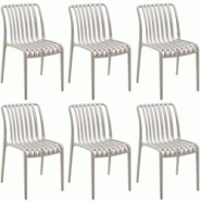 Tectake Chaises de jardin Alcudia - résistantes aux intempéries et empilables - Lot de 6 - Taupe, Polypropylène - 406188 Tectake Chaises de jardin Alcudia - résistantes aux intempéries et empilables - Lot de 6 - Taupe, Polypropylène - 406188