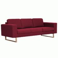 VidaXL Canapé à 3 places tissu rouge bordeaux Modèle Pampa - 281394