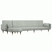 VidaXL Canapé-lit en forme de L gris clair 275x140x70 cm velours Modèle Corfou - 3157206