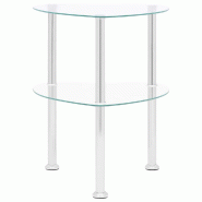 VidaXL Table d'appoint 2 niveaux Transparent 38x38x50 cm Verre trempé Modèle Zenith Bois Plus - 322785