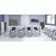 Bureaux call center version droite avec séparation en bois - Mobel Linea - Blanc, 80