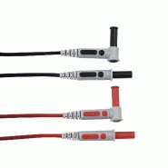 CHAUVIN ARNOUX - Jeu de 2 cordons Silicone - 1 rouge, 1 noir - surmoulés - Fiche mâle droite diam 4mm isolée - Fiche mâle coudée diam 4mm isolée - 15A - 1,5 m - 1000V CAT IV