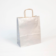 Clairefontaine 25 sacs cadeaux 220x100x270, kraft lisse 100 g/m², coloris argent - argenté 395711C