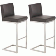 CLP Ensemble de 2 tabourets de bar Paros en similicuir Marron - marron polyester 317283