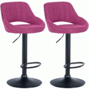 CLP Lot de 2 tabourets de bar Milet tissu Violet/Métal noir mat - violet textile 324418 CLP Lot de 2 tabourets de bar Milet tissu Violet/Métal noir mat - violet textile 324418