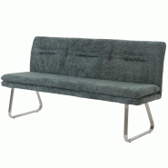 Décoshop26 - Banc de salle à manger banquette rembourré avec dossier en tissu chenille bleu-vert et acier inoxydable longueur 180 04_0005845 - bleu