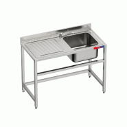 Gasfrit – Évier sous comptoir, 1 cuve et 1 égouttoir, robinet inclus à double arrivée d’eau,  1200 × 600 × 850 mm - inox gfy11g+3