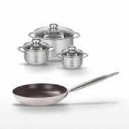 Lot Poêle 32 cm et 3 Faitouts 12/14/24 cm Elo Bistro Line - gris 3176239985214