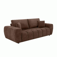 Oviala Business Canapé droit 3 places chocolat L 238 cm - marron polyester 115580
