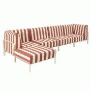 Salon de jardin bas modulable rayé 5 places terracotta - rouge aluminium 115918