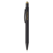 Stylo à bille stylet en aluminium - finition caoutchoutée - gravure colorée dorée - encre bleue Stylo à bille stylet en aluminium - finition caoutchoutée - gravure colorée dorée - encre bleue