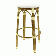 Tabouret de bar empilable d'extérieur en aluminium et textylène Biarritz écru
