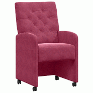 VidaXL Chaises de Salle à Manger avec Roues 2 pcs Bordeaux Velours Modèle Quartz Moderne - 42017870