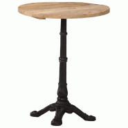 VidaXL Table de bistro Ø60x76 cm Bois de manguier brut Modèle Sirius Fixe Plus - 321087