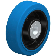 Roue de 125 mm avec caoutchouc élastique bleu sur centre en nylon Roue de 125 mm avec caoutchouc élastique bleu sur centre en nylon
