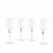 Aulica Verres à vin avec pied en diamant jaune - lot de 4 - jaune 761001 Aulica Verres à vin avec pied en diamant jaune - lot de 4 - jaune 761001