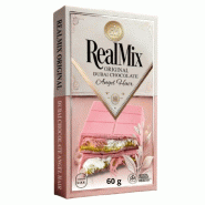 Carton de 12 tablettes | REALMIX Chocolat Rose Angel Hair Dubaï au lait, pistaches et barbe à papa | Fabriqué à Dubaï U.A.E. | 50 g - 9120060950921
