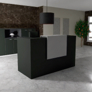 Comptoir d'accueil Delta First avec réhausse - Mobel Linea. - 184, Noir, Gris aluminium_0
