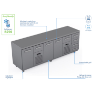 Comptoir réfrigéré en acier inoxydable -2400 × 660 × 900 mm - CST-24-101104 Comptoir réfrigéré en acier inoxydable -2400 × 660 × 900 mm - CST-24-101104
