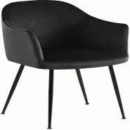 Décoshop26 - Chaise de salle à manger en velours noir avec dossier arrondi et pieds métal noir moderne et intemporel 10_0007372 - noir métal 30002