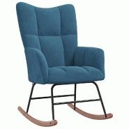 Décoshop26 - Fauteuil à bascule d'allaitement rembourré relax pour salon en velours bleu DEC028905 - bleu 3000257114687