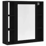 Helloshop26 - Armoire à miroir de salle de bain murale fonctionnelle 60 x 16 x 60 cm en bois d'ingénierie chêne noir 02_0051848 - noir verre 300023