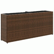 Helloshop26 - Jardinière bac lit surélevé plantes fleurs terrasse jardin avec 2 pots 90 x 20 x 40 cm résine tressée marron 02_0038084 - marron 30
