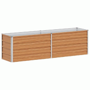 Helloshop26 - Jardinière surélevée métallique industrielle style chic jardin terrasse 160 x 40 x 45 cm en acier galvanisé marron 02_0059014 - mar