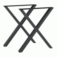 Helloshop26 - Lot de 2 pieds de table meuble moderne design original DIY Greith acier 72 x 59 cm noir 03_0009665 - noir acier 3000224808137