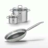 Lot 2 Faitouts 20/26 cm et Poêle 24 cm Elo Relief Solution - gris 3176239958867