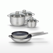 Lot Poêles 28/32 cm et Faitouts 14/20/24 cm Elo Profi Therm Platinum - gris inox 3176239970548