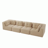Merax Canapé modulable 4 places, Cloud Sofa Cord sans cadre, canapé lounge près du sol, avec accoudoirs larges, beige - beige multi-matériau W3325