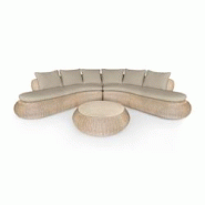 Now's Home - Salon De Jardin Resine Tressee Twistee Effet Rotin +coussin Majorelle - 3256390253251