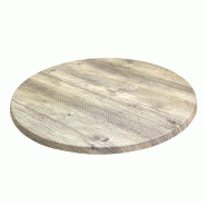 Plateau rond de table extérieur Werzalit Ø60cm décor pondérosa blanc
