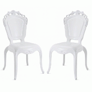 RATTATAN Lot de 2 chaises en polycarbonate, design baroque, résistantes et empilables pour cuisine, restaurants, hôtels – Maya/Blanc/47Lx56Px98,5H_0