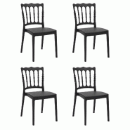 SIESTA EXCLUSIVE Lot de 4 chaises Napoleon empilables pour événements Noir - noir plastique polypropylène SP-SI-044BL-4