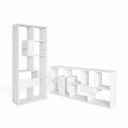 SKRAUT HOME Étagère Bibliothèque, 162x67x31cm, Salon, Bureau, Blanc - blanc Bois manufacturé 606_17